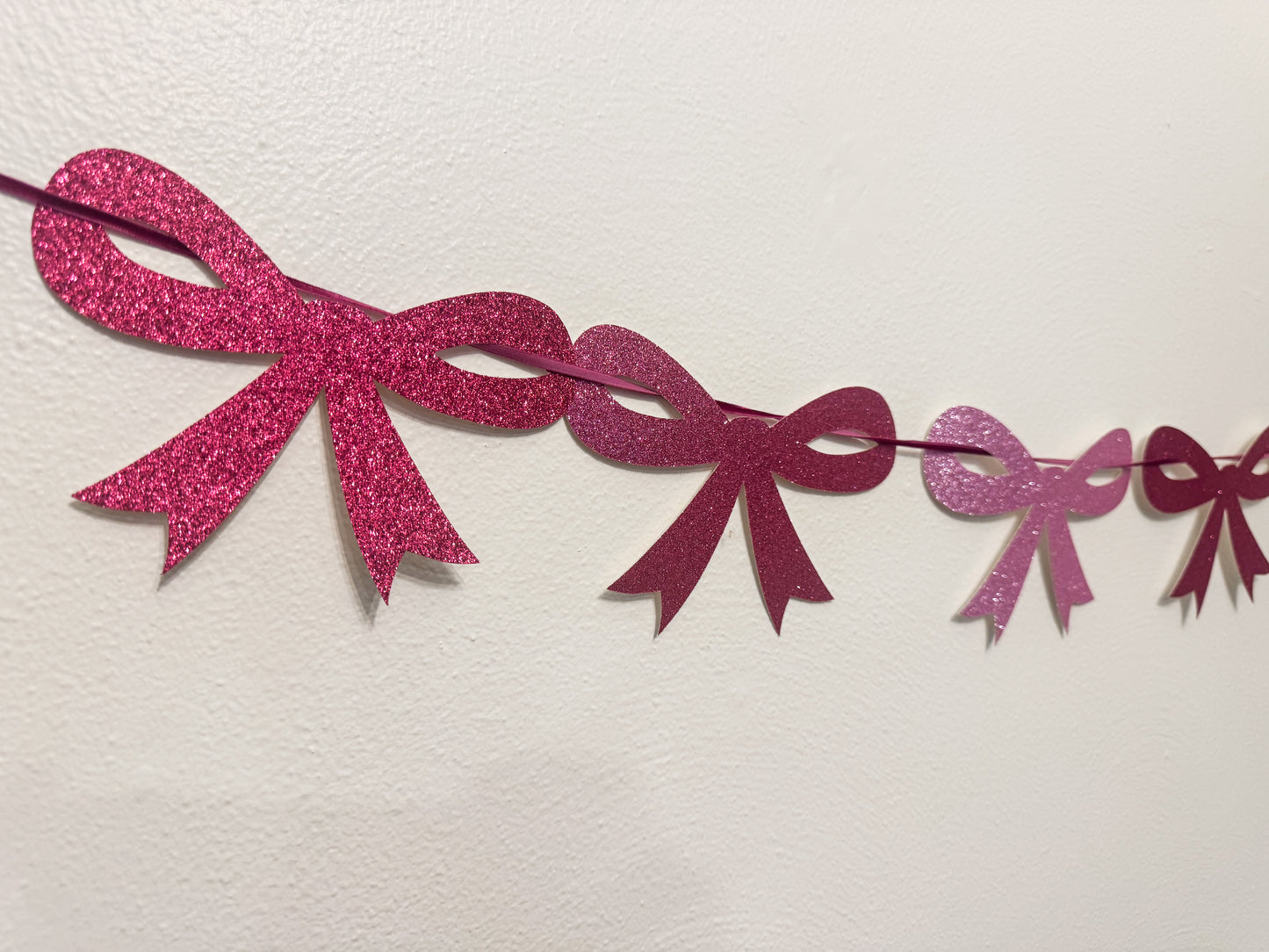 Pink Bows Glitter Banner