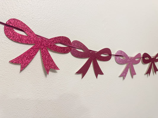 Pink Bows Glitter Banner