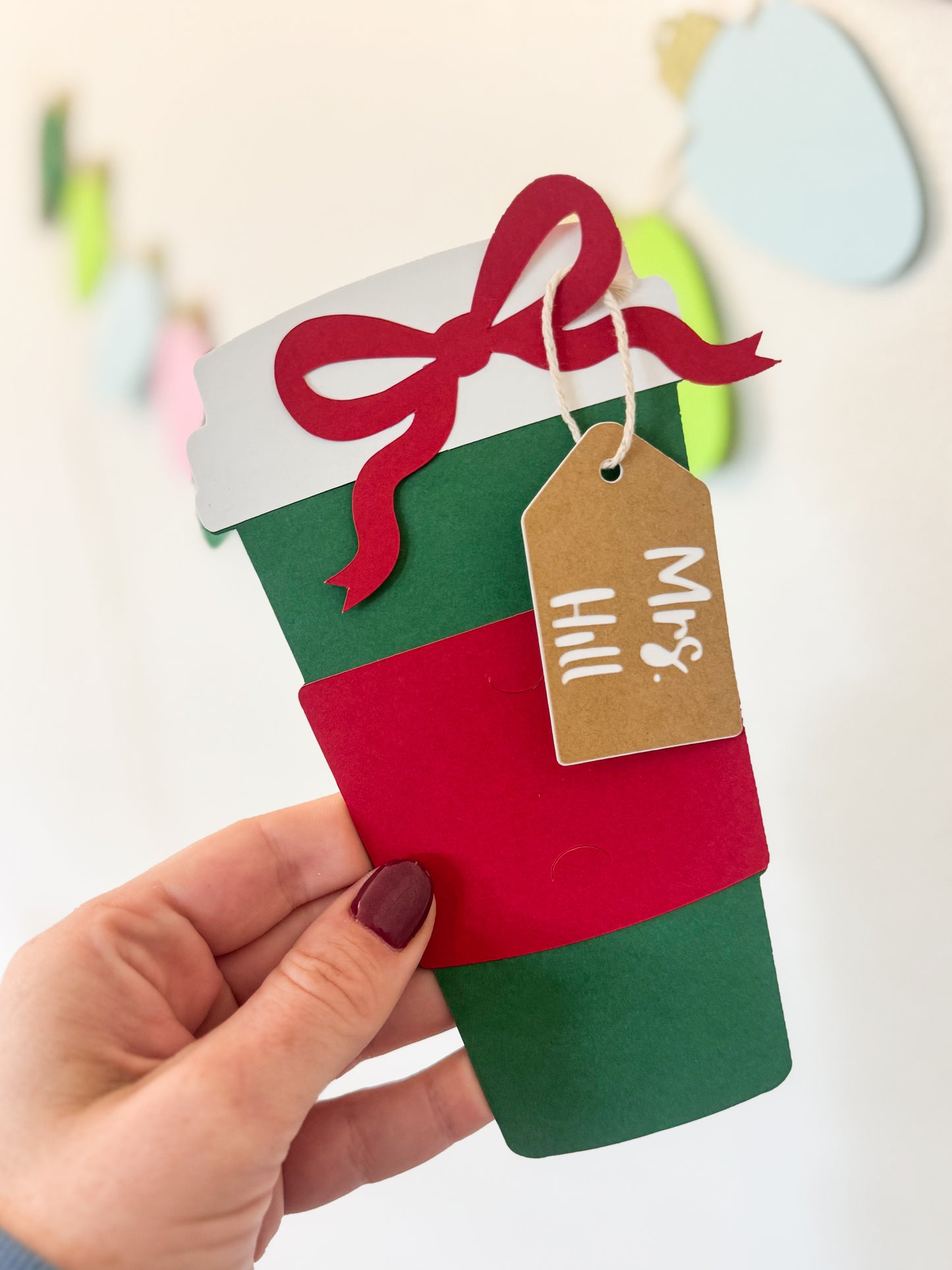 Teacher Christmas Gift Card Holder - Holiday Coffee Cup