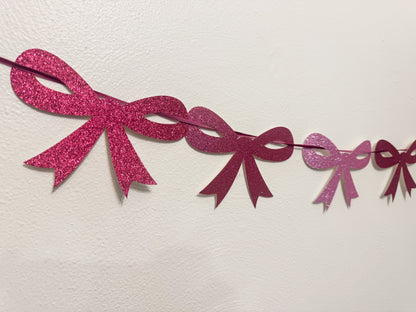 Pink Bows Glitter Banner