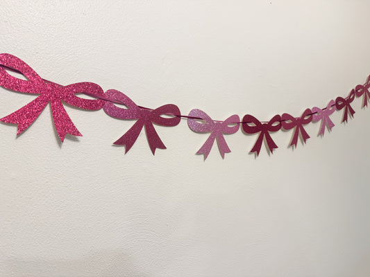 Pink Bows Glitter Banner