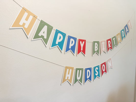 Classic Rainbow Happy Birthday Name Banner
