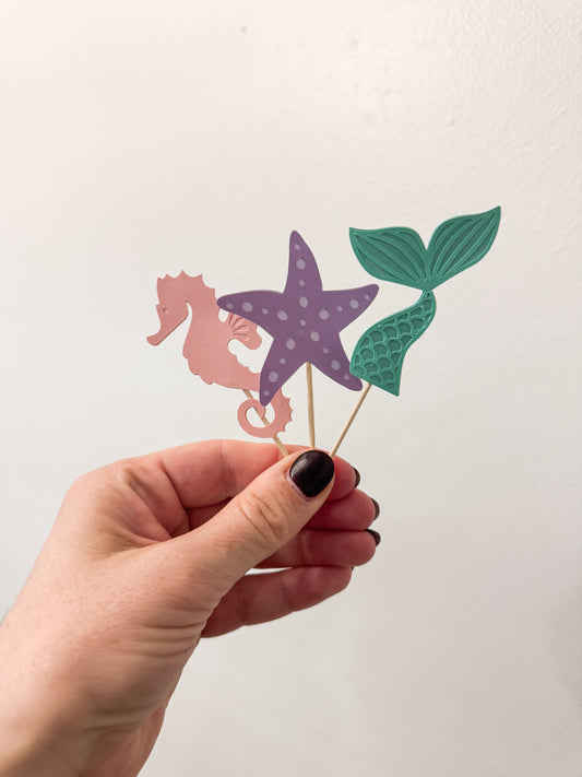 Mermaid Cupcake Toppers (Set of 6)