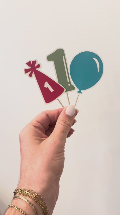 Classic Birthday Cupcake Toppers (Set of 6)