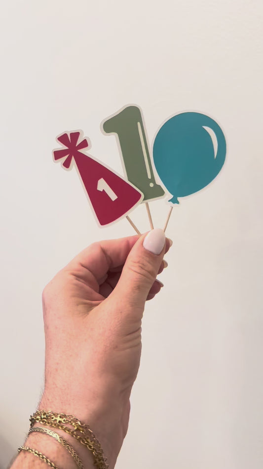 Classic Birthday Cupcake Toppers (Set of 6)